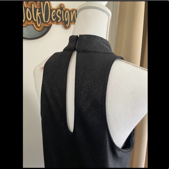 Olivaceous - Faux Leather Keyhole Collar Dress - M - Picture 6 of 6